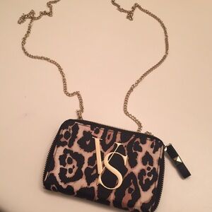 Victoria's Secret Leopard Print Clutch with Gold Chain